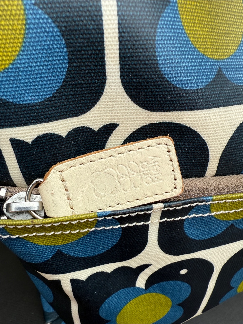 Orla Kiely Blue and Yellow Retro Floral Backpack Tote - Picture 3 of 15